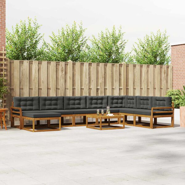 vidaXL Ensemble de canap&eacute;s d'ext&eacute;rieur 9 pcs Naturel et Anthracite