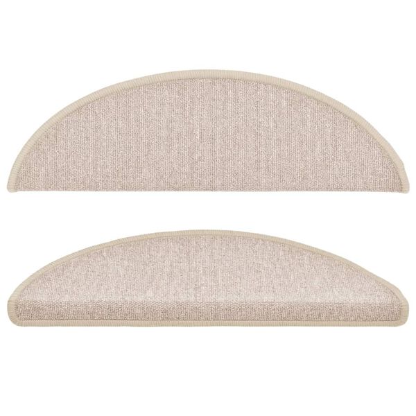 vidaXL Tapis d'escalier 10 pièces 56 x 17 x 3 cm Taupe Demi-rond