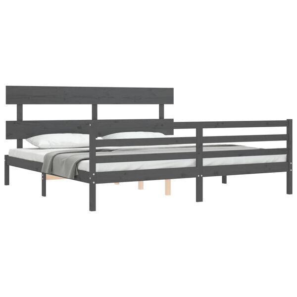 vidaXL Cadre de lit sans matelas gris 200x200 cm bois massif