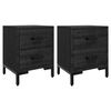 vidaXL Tables de chevet 2 pcs Noir 36x30x45 cm Bois de pin massif