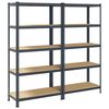 vidaXL &Eacute;tag&egrave;res de rangement 5 niveaux 2 pcs Anthracite Acier et bois