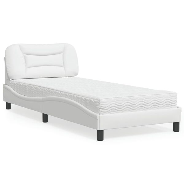 vidaXL Lit avec matelas Hvar blanc 90x200 cm similicuir