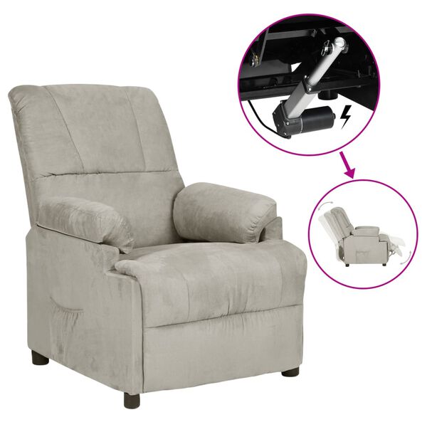 vidaXL Fauteuil inclinable &eacute;lectrique Gris clair Similicuir daim