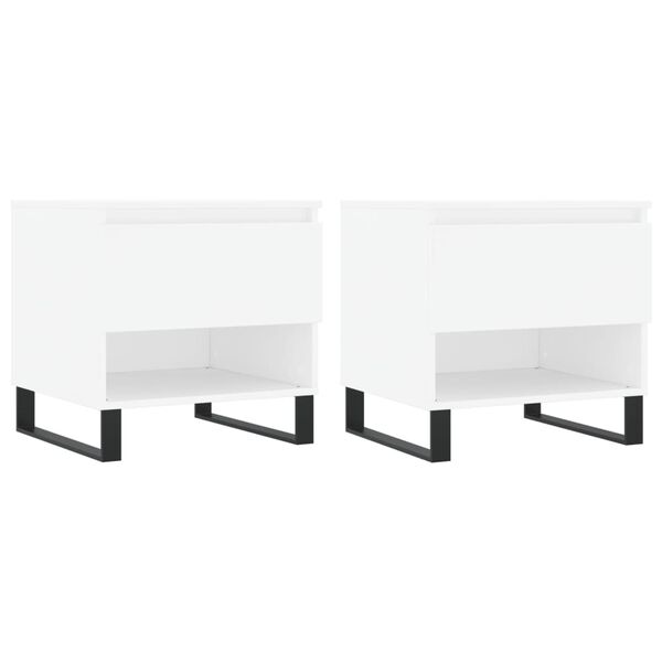 vidaXL Tables basses 2 pcs blanc 50x46x50 cm bois d'ing&eacute;nierie