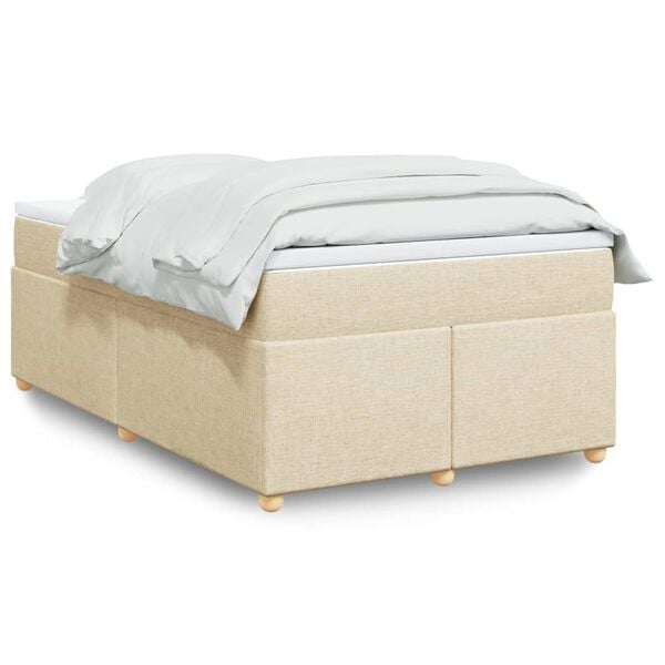 vidaXL Sommier &agrave; lattes de lit avec matelas Cr&egrave;me 120x200 cm Tissu