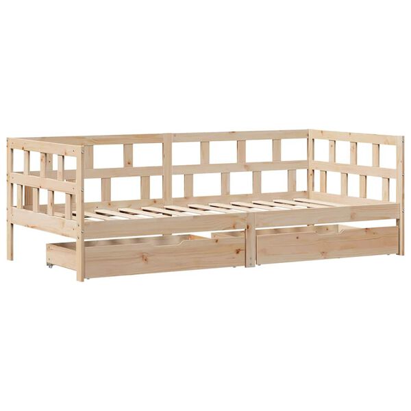 vidaXL Lit de jour avec tiroirs sans matelas 90x190 cm bois massif