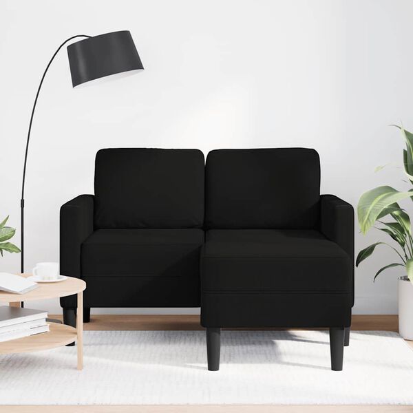 vidaXL Canapé 2 places avec méridienne en L noir 125 cm tissu