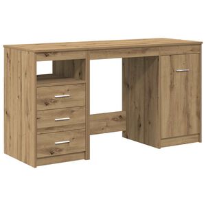 vidaXL Bureau avec armoire en bois d'ing&eacute;nierie ch&ecirc;ne artisanal
