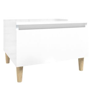vidaXL Table d'appoint Blanc brillant 50x46x35 cm Bois d'ing&eacute;nierie