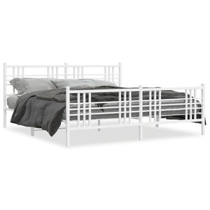 vidaXL Cadre de lit m&eacute;tal sans matelas et pied de lit blanc 193x203 cm