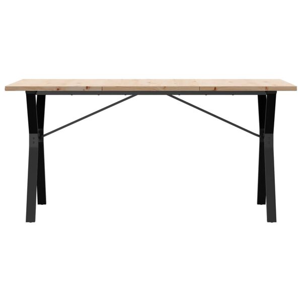 vidaXL Table &agrave; manger cadre en Y 160x80x75,5 cm bois pin massif acier