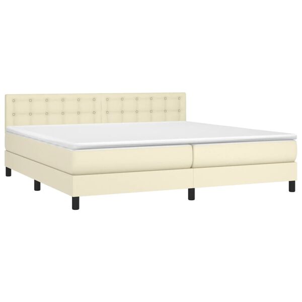 vidaXL Sommier &agrave; lattes de lit avec matelas et LED Cr&egrave;me 200x200 cm