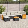vidaXL Salon de jardin 7 pcs avec coussins noir résine tressée