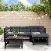 vidaXL Salon de jardin 5 pcs avec coussins noir bois massif
