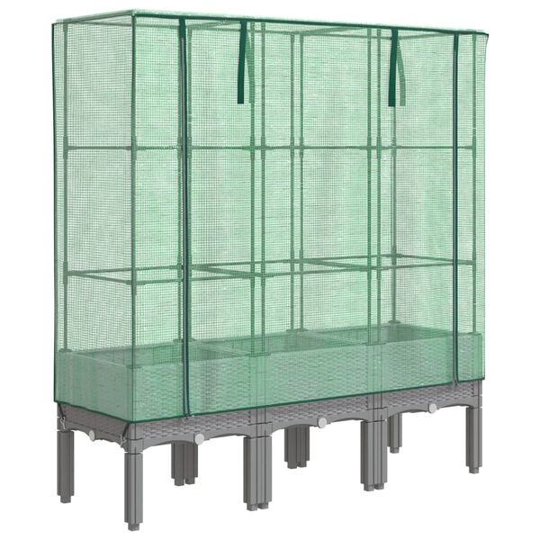 vidaXL Jardini&egrave;re sur&eacute;lev&eacute;e avec housse aspect rotin 120x40x140 cm