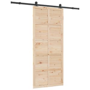 vidaXL Porte coulissante 100 x 208 cm Bois de pin massif Naturel