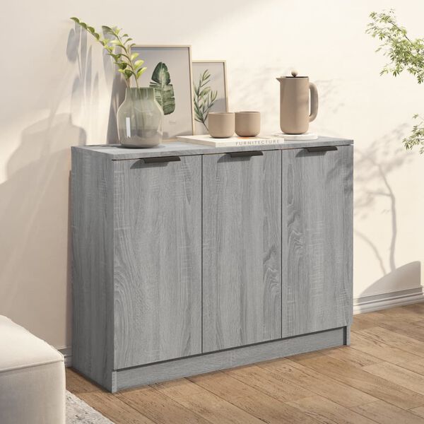 vidaXL Buffet Sonoma gris 90,5x30x70 cm Bois d'ing&eacute;nierie