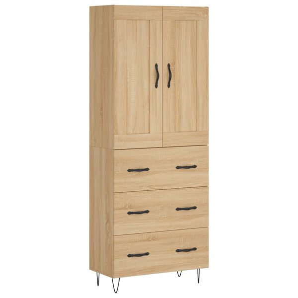vidaXL Buffet haut Ch&ecirc;ne sonoma 69,5x34x180 cm Bois d'ing&eacute;nierie