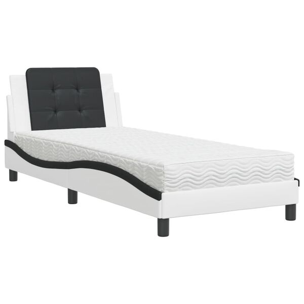 vidaXL Cadre de lit sans matelas Zadar blanc et noir 100x200 cm similicuir