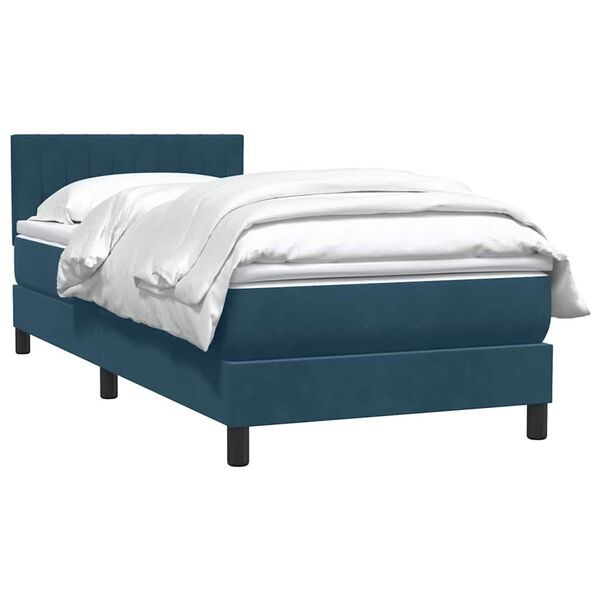 vidaXL Sommier &agrave; lattes de lit et matelas bleu fonc&eacute; 80x210 cm velours