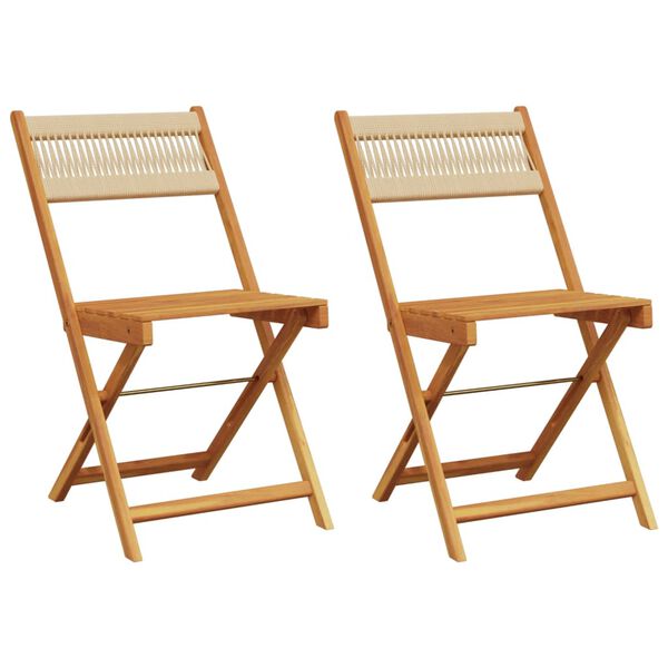 vidaXL Chaises de bistrot lot de 2 beige bois d'acacia et corde