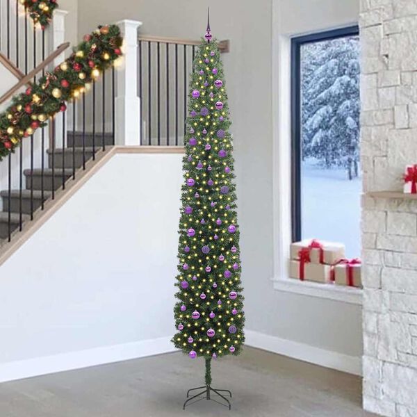 vidaXL Sapin de No&euml;l artificiel Vert 270 cm PVC et acier et plastique