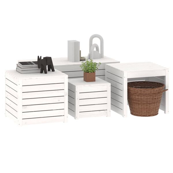 vidaXL Ensemble de bo&icirc;tes de jardin 4 pcs blanc bois de pin massif
