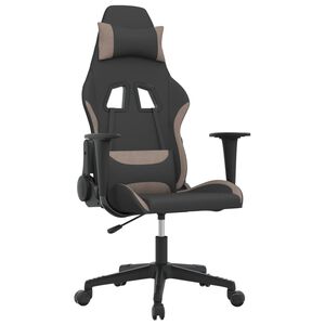 vidaXL Chaise de jeu de massage Noir et taupe Tissu