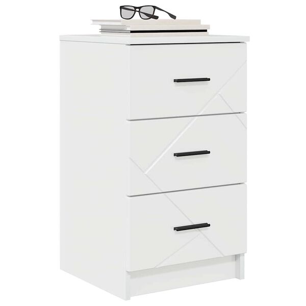 vidaXL Cabinet de chevet avec tiroir Blanc brillant 38 x 38 x 66 cm