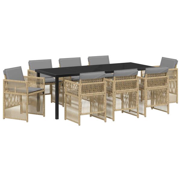vidaXL Ensemble de salle &agrave; manger pour jardin 9 pcs Beige