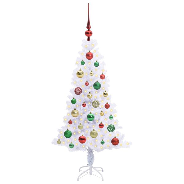 vidaXL Sapin de No&euml;l artificiel avec 150 LED Blanc 120 cm PVC et Acier