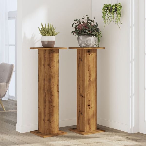 vidaXL Supports pour plantes 2 pcs ch&ecirc;ne artisanal bois d'ing&eacute;nierie
