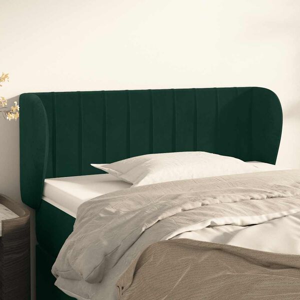 vidaXL T&ecirc;te de lit avec oreilles Vert fonc&eacute; 83x23x78/88 cm Velours