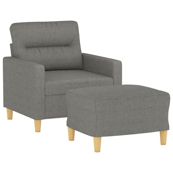 vidaXL Fauteuil avec repose-pied Gris fonc&eacute; 60 cm Tissu