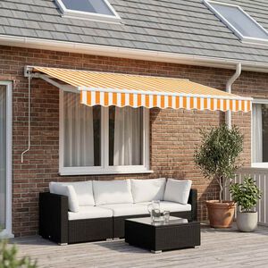 vidaXL Tissu de remplacement de cantonni&egrave;re d&rsquo;auvent jaune blanc 300 cm