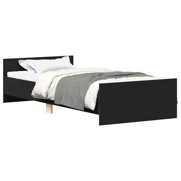 vidaXL Cadre de lit sans matelas noir 90x190 cm bois ingénierie