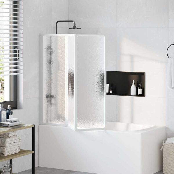 Pare baignoire &agrave; 3 volets r&eacute;tractables 141 x 132 cm