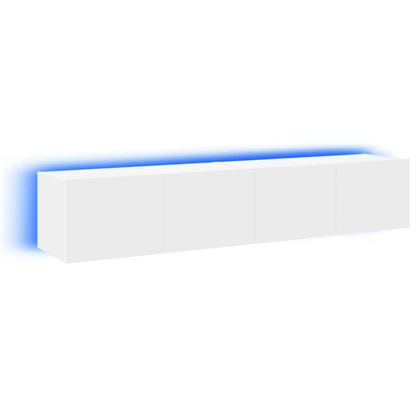 vidaXL Meubles TV muraux avec lumi&egrave;res LED 2 pcs blanc 80x35x31 cm