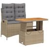 vidaXL Ensemble &agrave; manger de jardin et coussins 2 pcs beige poly rotin
