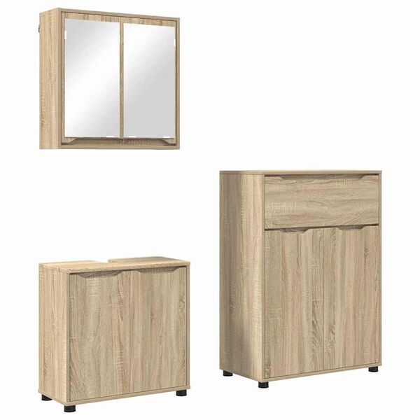 vidaXL Ensemble de mobilier de salle de bain 3 pcs Ch&ecirc;ne Sonoma