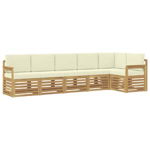 vidaXL Ensemble de canap&eacute;s d'ext&eacute;rieur 6 pc Blanc et cr&egrave;me Polyester