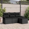 vidaXL Ensemble de canapé de jardin avec coussin 4 pcs Noir Poly rotin