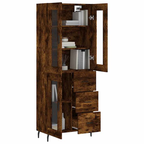 vidaXL Buffet haut Ch&ecirc;ne fum&eacute; 69,5x34x180 cm Bois d'ing&eacute;nierie
