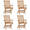 vidaXL Chaises de jardin et coussins noir lot de 4 Bois de teck massif