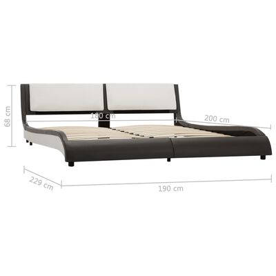 vidaXL Cadre de lit avec LED Gris et blanc Similicuir 180 x 200 cm