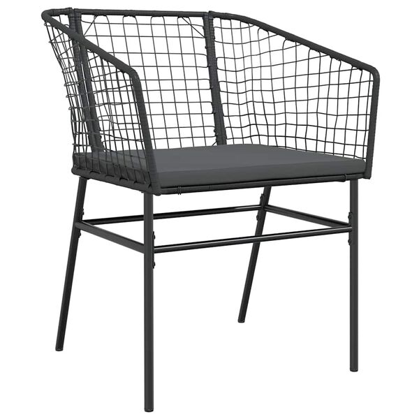 vidaXL Ensemble &agrave; manger de jardin et coussins 5 pcs noir rotin verre