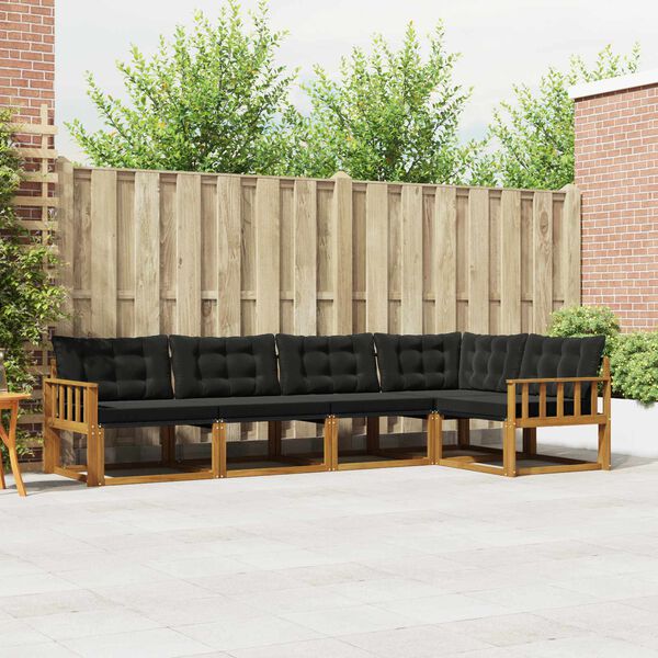 vidaXL Ensemble de canap&eacute;s d'ext&eacute;rieur 5 pcs Naturel et Noir