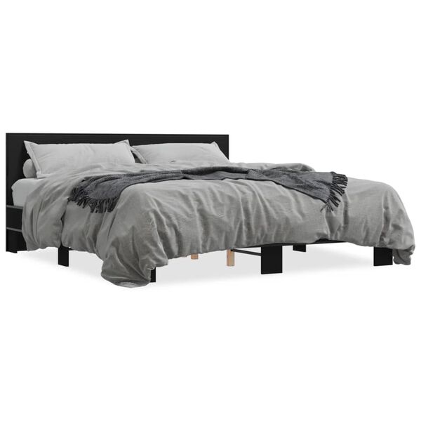 vidaXL Cadre de lit sans matelas noir 200x200 cm