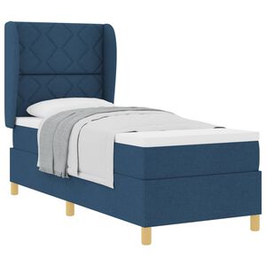 vidaXL Lit &agrave; ressorts avec t&ecirc;te de lit Bleu 200 x 80 cm tissu