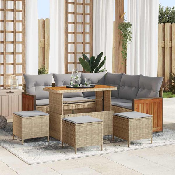 vidaXL Ensemble de canap&eacute; de jardin 9 pcs Beige et Gris clair